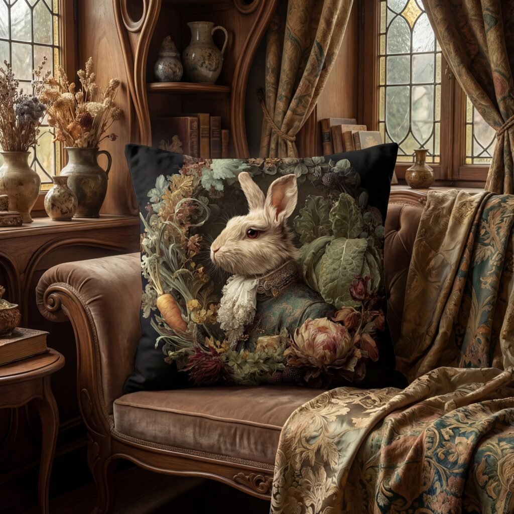 baroque decorative rabbit pillow english manor room